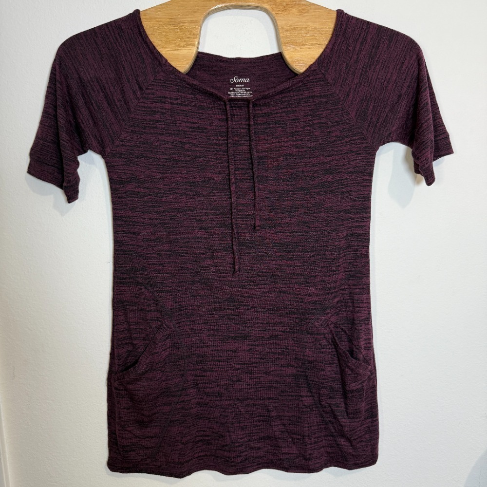 Soma Pocket Dress Lounge Sleepwear Comfy‎ Casual Short Sleeve Purple Medium